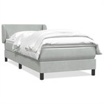 vidaXL Sommier à lattes de lit et matelas gris clair 90x220 cm velours