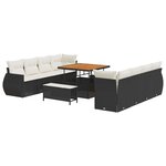 vidaXL Ensemble de canapé de jardin 11 Pièces Noir Poly rotin