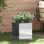 vidaXL Cache-pot de jardin Argent Acier inoxydable