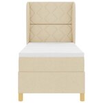 vidaXL Lit à ressorts avec matelas gris foncé 90x190 cm Crème tissu