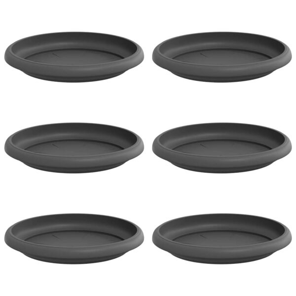 vidaXL Plateau à fleurs rond 6 pc Noir Ø 14 x 2 cm Plastique