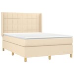 vidaXL Sommier à lattes de lit matelas et LED Crème 140x190 cm Tissu