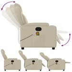 vidaXL Fauteuil inclinable de massage Crème Similicuir