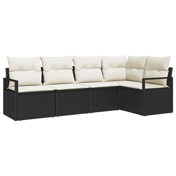 vidaXL Ensemble de canapé de jardin avec coussin 5 Pièces Noir  Crème