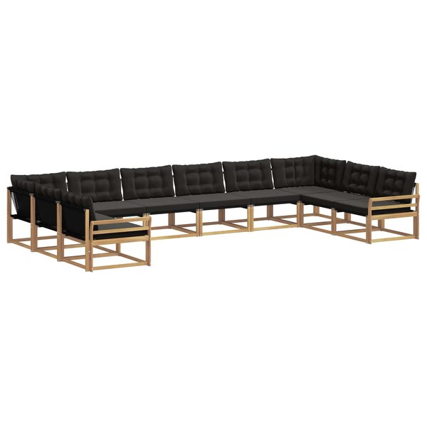 vidaXL Ensemble de canapés d'extérieur 10 Pièces Blanc et noir
