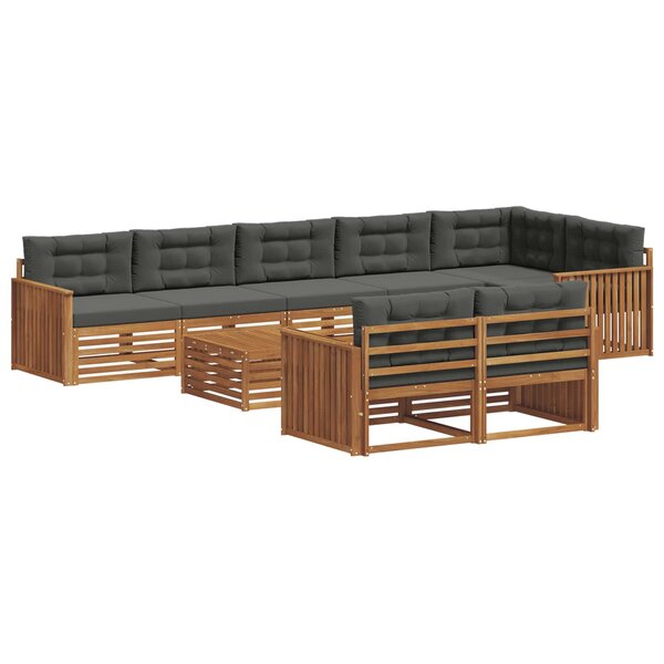 vidaXL Ensemble de canapés d'extérieur 9 Pièces Naturel et Anthracite