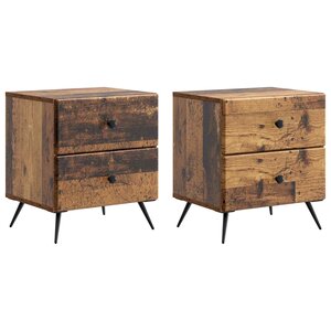 vidaXL Cabinet de chevet 2 Pièces Bois ancien 43 x 34 5 x 47 5 cm