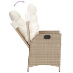 vidaXL Chaise inclinable de jardin avec coussins beige résine tressée