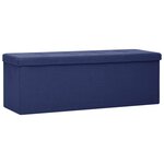 Banc banquette de rangement pliable lin synthétique bleu 02_0010742
