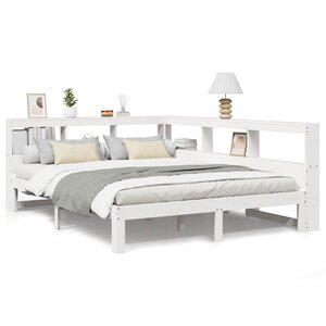 vidaXL Lit bibliothèque sans matelas blanc 140x200 cm bois pin massif