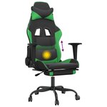 vidaXL Chaise de jeu de massage et repose-pied Noir et vert Similicuir