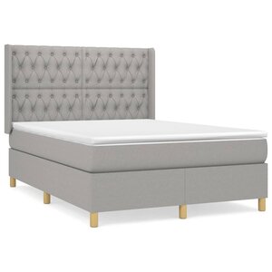 vidaXL Sommier à lattes de lit avec matelas Gris clair 140x200cm Tissu