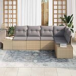 vidaXL Ensemble de canapé de jardin 5 Pièces Beige et Gris clair