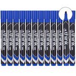 Marqueur Permanent Think pointe biseautée 1 5-5mm bleu séchage rapide peu odorant x 12 DELI