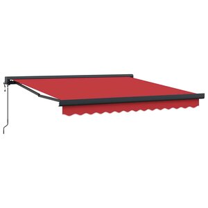 vidaXL Auvent Rétractable Rouge 350 x 250 cm Tissu Métal