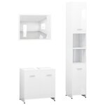vidaXL Ensemble de meubles de bain 3Pièces Blanc brillant Bois ingénierie