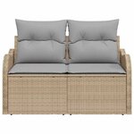 vidaXL Canapé de jardin avec coussin Beige 121 x 62 x 69cm polyrotin