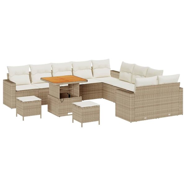 vidaXL Ensemble de canapé de jardin 13 Pièces Beige polyrotin