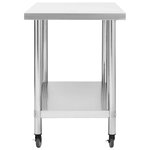 vidaXL Table de travail de cuisine avec roues 100x60x85 cm Inox