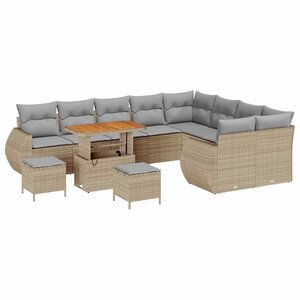 vidaXL Ensemble de canapé de jardin 12 Pièces Beige et Gris clair