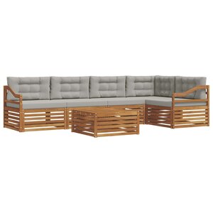 vidaXL Ensemble de canapés d'extérieur 6 Pièces Gris Naturel et Clair