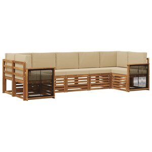 vidaXL Ensemble de canapé d'angle avec coussin 6 Pièces Naturel