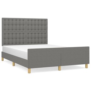 vidaXL Cadre de lit avec tête de lit Gris foncé 140x200 cm Tissu