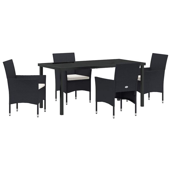 vidaXL Ensemble de salle à manger pour jardin 5 Pièces Noir polyrotin