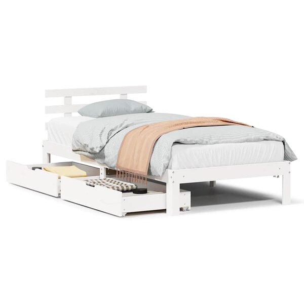 vidaXL Cadre de lit avec tiroirs sans matelas blanc 75x190 cm