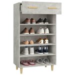 vidaXL Armoire à chaussures Gris béton 60x35x105 cm Bois d'ingénierie