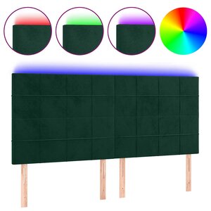 vidaXL Tête de lit à LED Vert foncé 200x5x118/128 cm Velours