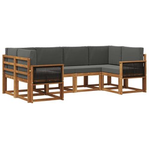 vidaXL Ensemble de canapés d'extérieur 6 pc Naturel et Anthracite