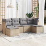 vidaXL Salon de jardin avec coussins 6 Pièces beige résine tressée