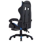 Chaise fauteuil siège pivotante de bureau informatique étude de jeux vidéo avec repose-pied et similicuir bleu 02_0024217