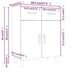 vidaXL Buffet Chêne fumé 69 5x34x89 cm Bois d'ingénierie