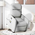 vidaXL Fauteuil inclinable de massage électrique gris nuage tissu