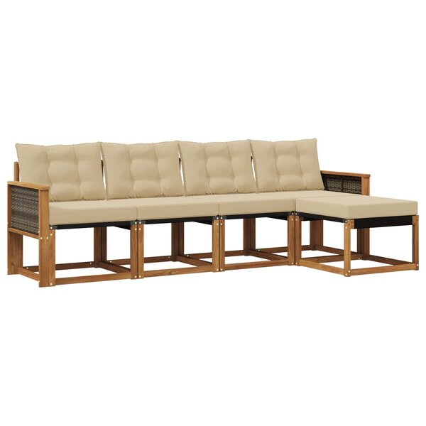 vidaXL Ensemble de canapés d'extérieur 5 Pièces Naturel et Beige