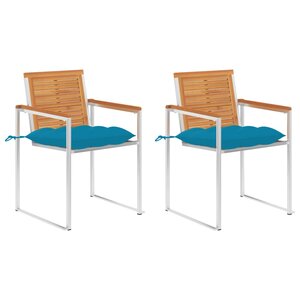 vidaXL Chaises de jardin avec coussins lot de 2 Acacia solide et acier