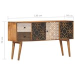 vidaXL Buffet avec motif imprimé 130x30x70 cm Bois de manguier massif