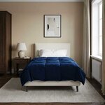 vidaXL Duvet d'hiver Matelassé Bleu foncé 155 x 200 cm Microfibre