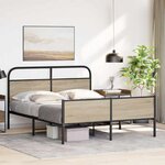 vidaXL Cadre de lit en métal sans matelas chêne fumé 180x200 cm