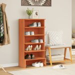 vidaXL Armoire à chaussures cire marron 52x30x104 cm bois pin massif