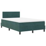 Lit box spring vidaXL avec matelas vert foncé petit double en velours