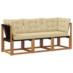 vidaXL Canapé d’extérieur milieu et coin avec coussin 3 Pièce Naturel