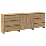 vidaXL Buffet 3 Pièces chêne artisanal bois d'ingénierie