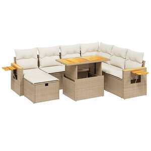vidaXL Salon de jardin avec coussins 8 Pièces beige résine tressée