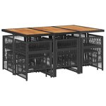 vidaXL Ensemble à manger de jardin 11 Pièces coussins noir résine tressée