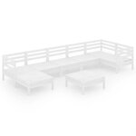 vidaXL Salon de jardin 8 Pièces Bois de pin massif Blanc