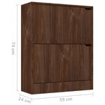 vidaXL Armoire à chaussures 2 portes Chêne marron 59x24x74cm Aggloméré