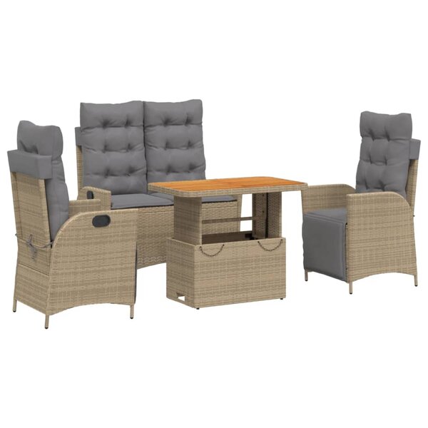 vidaXL Ensemble à manger de jardin coussins 4 Pièces beige résine tressée